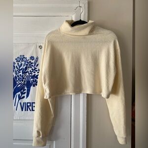 ADIKA cream ribbed cropped turtleneck sweater, new with tags